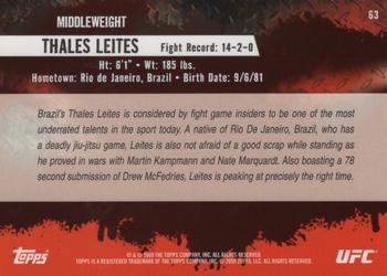 2009 Topps UFC Round 2 - Gold #63 Thales Leites Back