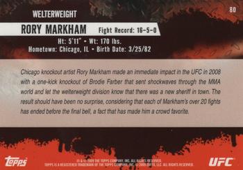 2009 Topps UFC Round 2 - Gold #80 Rory Markham Back