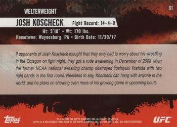 2009 Topps UFC Round 2 - Gold #91 Josh Koscheck Back