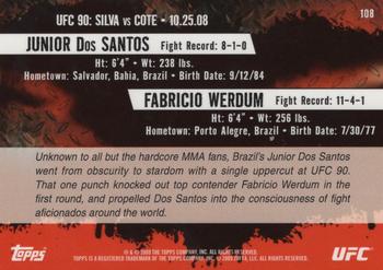 2009 Topps UFC Round 2 - Gold #108 Junior Dos Santos / Fabricio Werdum Back
