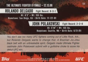 2009 Topps UFC Round 2 - Gold #111 Rolando Delgado / John Polakowski Back