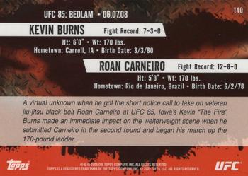 2009 Topps UFC Round 2 - Gold #140 Kevin Burns / Roan Carneiro Back