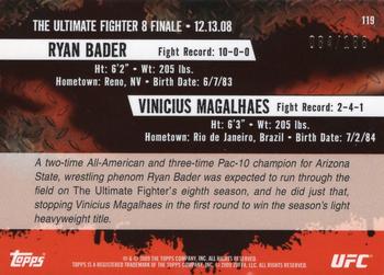 2009 Topps UFC Round 2 - Silver #119 Ryan Bader / Vinicius Magalhaes Back
