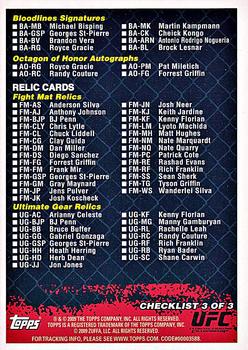 2009 Topps UFC Round 2 - Checklists #CL3 Checklist 3 Back