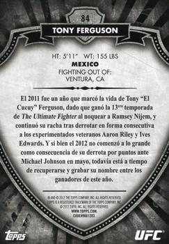 2012 Topps UFC Bloodlines - Country Flag #84 Tony Ferguson Back