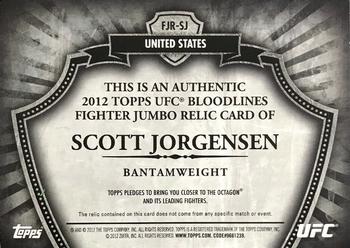 2012 Topps UFC Bloodlines - Jumbo Fighter Relics #FJR-SJ Scott Jorgensen Back