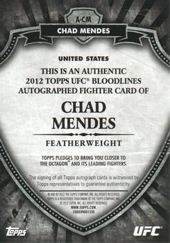 2012 Topps UFC Bloodlines - Fighter Autograph #A-CM Chad Mendes Back