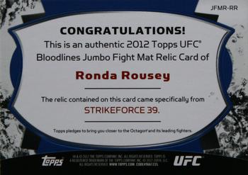 2012 Topps UFC Bloodlines - Fight Mat Jumbo Relic #JFMR-RR Ronda Rousey Back