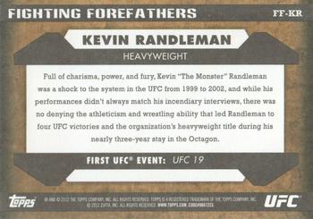 2012 Topps UFC Bloodlines - Fighting Forefathers #FS-KR Kevin Randleman Back
