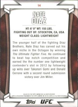 2013 Topps UFC Knockout - Blue #14 Nate Diaz Back