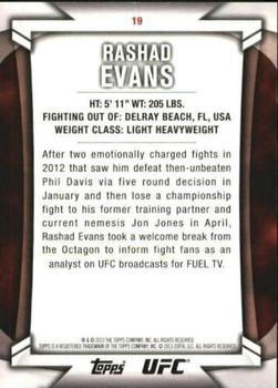 2013 Topps UFC Knockout - Blue #19 Rashad Evans Back