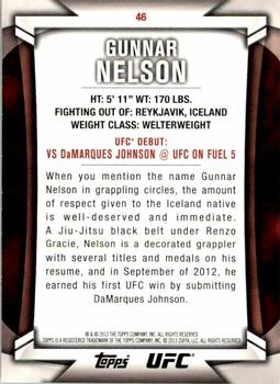 2013 Topps UFC Knockout - Blue #46 Gunnar Nelson Back