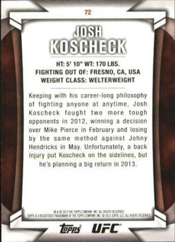 2013 Topps UFC Knockout - Blue #72 Josh Koscheck Back