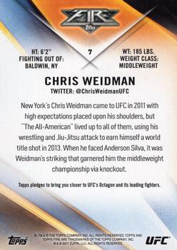 2017 Topps Fire UFC #7 Chris Weidman Back