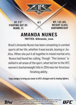 2017 Topps Fire UFC #41 Amanda Nunes Back
