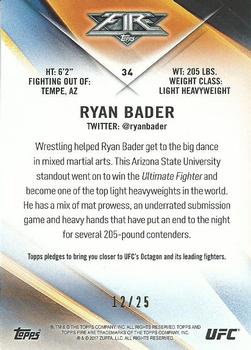 2017 Topps Fire UFC - Blue Flame #34 Ryan Bader Back