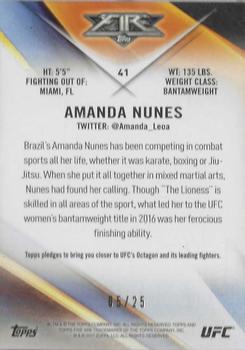 2017 Topps Fire UFC - Blue Flame #41 Amanda Nunes Back