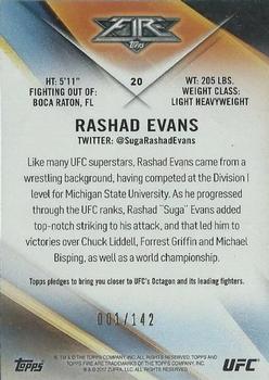 2017 Topps UFC Fire - Red Hot #20 Rashad Evans Back