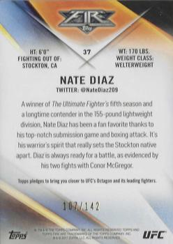 2017 Topps UFC Fire - Red Hot #37 Nate Diaz Back
