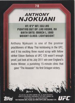 2011 Topps UFC Moment of Truth - Independence Edition #78 Anthony Njokuani Back