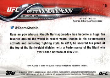 2018 Topps Chrome UFC #15 Khabib Nurmagomedov Back