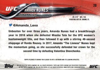 2018 Topps Chrome UFC #20 Amanda Nunes Back