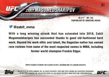 2018 Topps Chrome UFC #31 Zabit Magomedsharipov Back