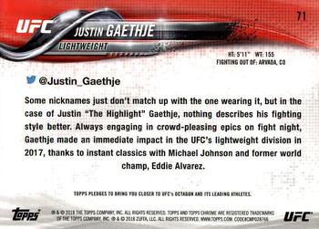 2018 Topps Chrome UFC #71 Justin Gaethje Back