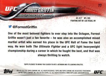 2018 Topps Chrome UFC #77 Forrest Griffin Back