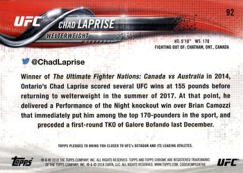 2018 Topps Chrome UFC #92 Chad Laprise Back