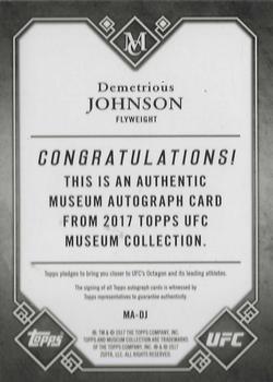 2017 Topps Museum Collection UFC - Museum Autographs #MA-DJ Demetrious Johnson Back