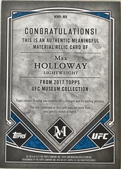 2017 Topps Museum Collection UFC - Meaningful Material Relics #MMR-MH Max Holloway Back