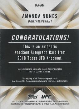 2018 Topps UFC Knockout - Knockout Autographs #KA-AN Amanda Nunes Back