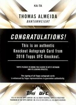 2018 Topps UFC Knockout - Knockout Autographs Green #KA-TA Thomas Almeida Back