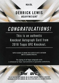 2018 Topps UFC Knockout - Knockout Autographs Blue #KA-DL Derrick Lewis Back