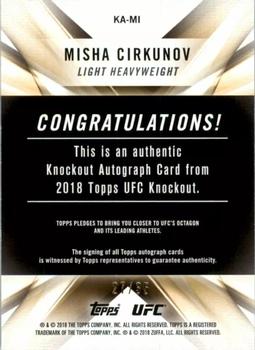 2018 Topps UFC Knockout - Knockout Autographs Blue #KA-MI Misha Cirkunov Back