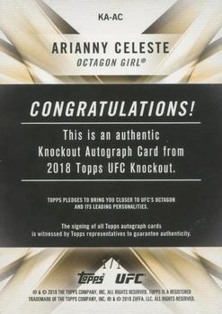 2018 Topps UFC Knockout - Knockout Autographs Gold #KA-AC Arianny Celeste Back