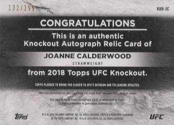 2018 Topps UFC Knockout - Knockout Autograph Relics #KAR-JC Joanne Calderwood Back