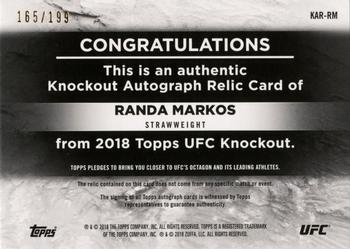 2018 Topps UFC Knockout - Knockout Autograph Relics #KAR-RM Randa Markos Back