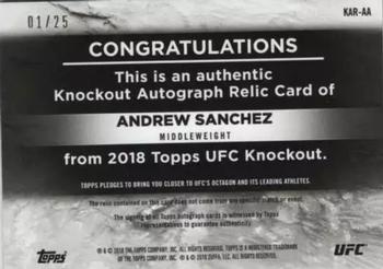 2018 Topps UFC Knockout - Knockout Autograph Relics Purple #KAR-AA Andrew Sanchez Back