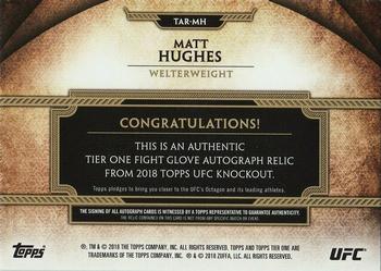 2018 Topps UFC Knockout - Tier One Fight Glove Autograph Relics #TAR-MH Matt Hughes Back