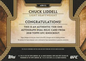 2018 Topps UFC Knockout - Autographed Tier One Dual Relics Purple #ADR-CL Chuck Liddell Back