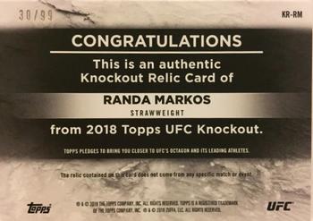 2018 Topps UFC Knockout - Knockout Relics #KR-RM Randa Markos Back