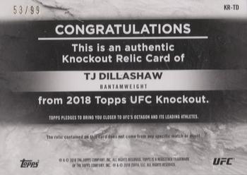 2018 Topps UFC Knockout - Knockout Relics #KR-TD TJ Dillashaw Back