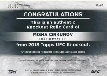 2018 Topps UFC Knockout - Knockout Relics Blue #KR-MC Misha Cirkunov Back