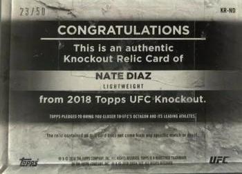 2018 Topps UFC Knockout - Knockout Relics Blue #KR-ND Nate Diaz Back
