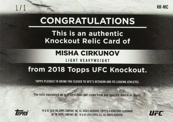 2018 Topps UFC Knockout - Knockout Relics Gold #KR-MC Misha Cirkunov Back
