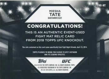 2018 Topps UFC Knockout - Fight Mat Relics Red #FMR-MT Miesha Tate Back