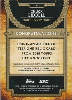 2018 Topps UFC Knockout - Tier One Relics Blue #TOR-CL Chuck Liddell Back