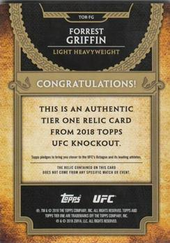 2018 Topps UFC Knockout - Tier One Relics Blue #TOR-FG Forrest Griffin Back